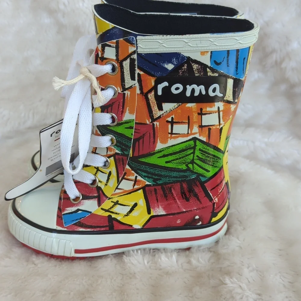 ROMA | Unisex Ilona Kids Art 1 Rainboots, Size 7, Multicolor